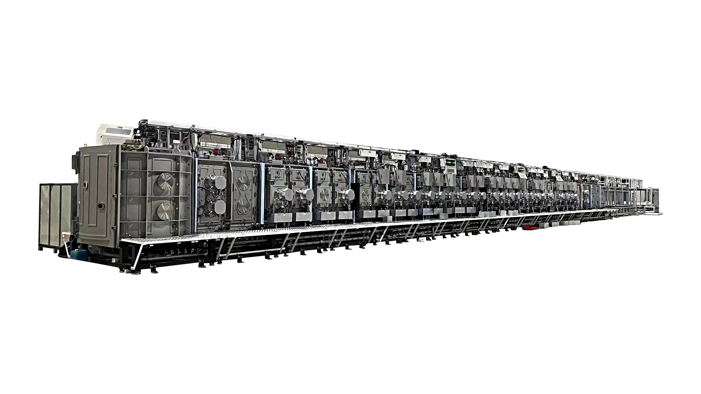 Continuous optical and magnetron coating line